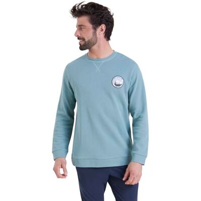 Athena Homewear Herren Pyjama Set lang Jersey 100% atmungsaktive Baumwolle Langarm-T-Shirt + Jogginghose Öko-TEX® Standard 100, Oberteil in Arctic-Blau/Unterseite Marineblau, S Athena Homewear Herren Pyjama Set lang Jersey 100% atmungsaktive Baumwolle Langarm-T-Shirt + Jogginghose Öko-TEX® Standard 100, Oberteil in Arctic-Blau/Unterseite Marineblau, S