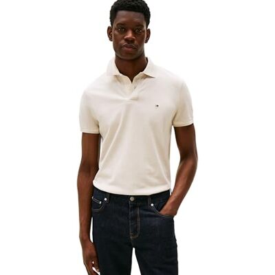 Tommy Hilfiger Herren Poloshirt Kurzarm Contrast Collar Block Regular Fit, Beige (Heathered Oatmilk), XL Tommy Hilfiger Herren Poloshirt Kurzarm Contrast Collar Block Regular Fit, Beige (Heathered Oatmilk), XL
