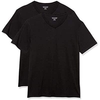 Amazon Herren T-Shirt Slim Fit Kurzarm V-Ausschnitt 2er Pack Schwarz Small Amazon Herren T-Shirt Slim Fit Kurzarm V-Ausschnitt 2er Pack Schwarz Small