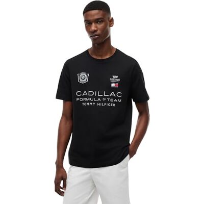 Tommy Hilfiger Unisex T-Shirt Kurzarm TH X Cadillac F1 Racing Graphic aus Baumwolle, Schwarz (Black), S Tommy Hilfiger Unisex T-Shirt Kurzarm TH X Cadillac F1 Racing Graphic aus Baumwolle, Schwarz (Black), S