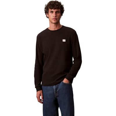 Calvin Herren Langarmshirt Waffle Badge Tee mit Rundhalsausschnitt, Schwarz (Black), L Calvin Herren Langarmshirt Waffle Badge Tee mit Rundhalsausschnitt, Schwarz (Black), L