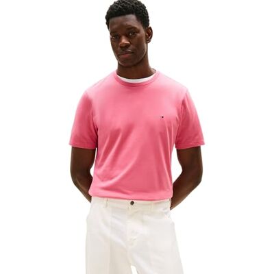 Tommy Hilfiger Herren T-Shirt Kurzarm Seasonal Solid Tee mit Rundhalsausschnitt, Rosa (Vintage Rosy), XS Tommy Hilfiger Herren T-Shirt Kurzarm Seasonal Solid Tee mit Rundhalsausschnitt, Rosa (Vintage Rosy), XS