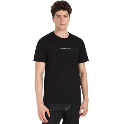 Calvin Herren T-Shirts Kurzarm Minimal Logo Tee Rundhalsausschnitt, Schwarz (Ck Black), XS Calvin Herren T-Shirts Kurzarm Minimal Logo Tee Rundhalsausschnitt, Schwarz (Ck Black), XS