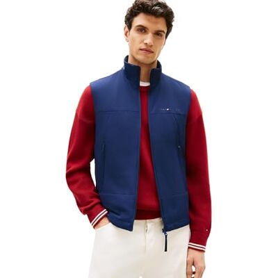 Tommy Hilfiger Herren Weste Lightweight mit Seitentaschen, Blau (Carbon Navy), M Tommy Hilfiger Herren Weste Lightweight mit Seitentaschen, Blau (Carbon Navy), M