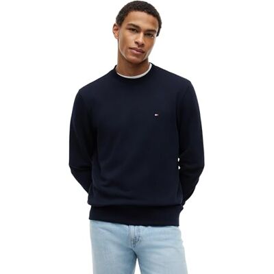 Tommy Hilfiger Herren Sweatshirt Essential Terry Crewneck mit Rundhalsausschnitt, Blau (Desert Sky), XS Tommy Hilfiger Herren Sweatshirt Essential Terry Crewneck mit Rundhalsausschnitt, Blau (Desert Sky), XS