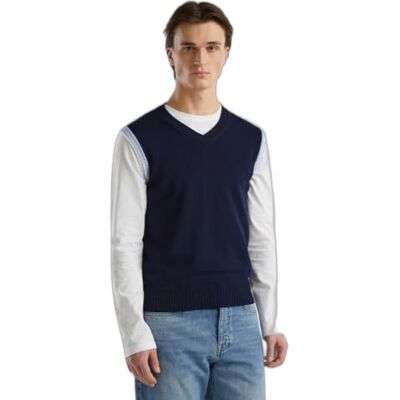 United Undercolors of Benetton Herren Weste, Nachtblau 016, Medium United Undercolors of Benetton Herren Weste, Nachtblau 016, Medium