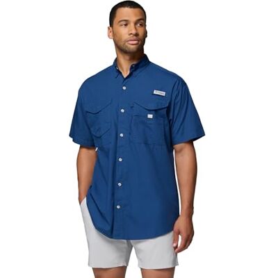 Columbia PFG Bonehead Kurzarm-Angelshirt für Herren, 100% Baumwolle, Carbon, Größe S Columbia PFG Bonehead Kurzarm-Angelshirt für Herren, 100% Baumwolle, Carbon, Größe S