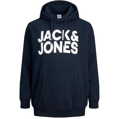 JACK & JONES Herren Hoodie Kapuzenpullover JJECORP Logo Regular Fit Plussize, Größe:8XL, Farbe:Navy Blazer Large Print 12163777 JACK & JONES Herren Hoodie Kapuzenpullover JJECORP Logo Regular Fit Plussize, Größe:8XL, Farbe:Navy Blazer Large Print 12163777