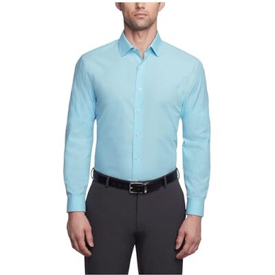 Kenneth Cole Herren Slim Fit Solid Klassisches Hemd, Aqua, 38 cm-39 cm Hals 86 cm-89 cm Ärmel Kenneth Cole Herren Slim Fit Solid Klassisches Hemd, Aqua, 38 cm-39 cm Hals 86 cm-89 cm Ärmel