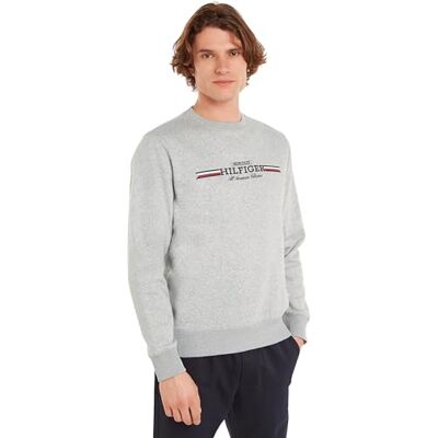 Tommy Hilfiger Herren Sweatshirt Rundhalsausschnitt, Grau (Light Grey Heather), S Tommy Hilfiger Herren Sweatshirt Rundhalsausschnitt, Grau (Light Grey Heather), S