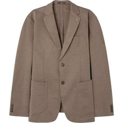 Springfield Herren Pique Melange with Decorative Pin Detail On Flap Piqué-Blazer, Sandfarben, L Springfield Herren Pique Melange with Decorative Pin Detail On Flap Piqué-Blazer, Sandfarben, L