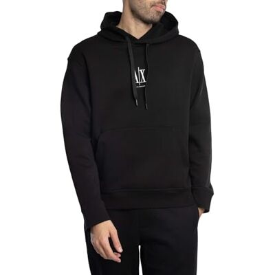 Armani Exchange Icon Project, Embroidered Logo Sweatshirt mit Kapuze für Herren, Schwarz, XXL Armani Exchange Icon Project, Embroidered Logo Sweatshirt mit Kapuze für Herren, Schwarz, XXL