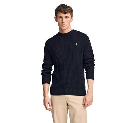 Polo Club Strickpullover mit Zopfmuster mit Rigby Go-Logo Herren 100% Baumwolle Polo Club Strickpullover mit Zopfmuster mit Rigby Go-Logo Herren 100% Baumwolle