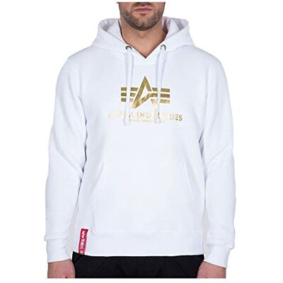 Alpha Basic Hoody Foil Print Kapuzensweat für Herren White/Yellow Gold Alpha Basic Hoody Foil Print Kapuzensweat für Herren White/Yellow Gold