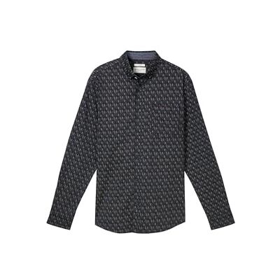 TOM TAILOR Herren Regular Fit Hemd mit Alloverprint,36037 Navy Triangle Design, XL TOM TAILOR Herren Regular Fit Hemd mit Alloverprint,36037 Navy Triangle Design, XL