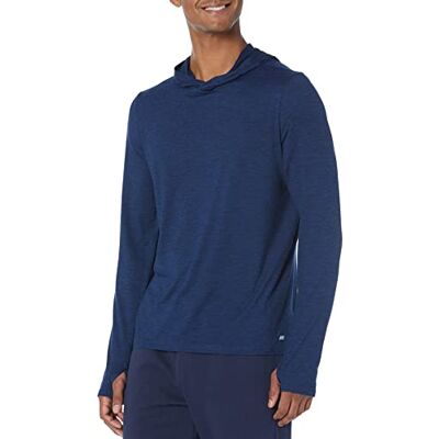 Amazon Herren Schnelltrocknendes Active-Langarmshirt Mit Kapuze Aus Funktionsstretch, Marineblau Space-dye, XS Amazon Herren Schnelltrocknendes Active-Langarmshirt Mit Kapuze Aus Funktionsstretch, Marineblau Space-dye, XS
