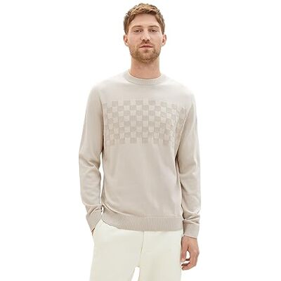 TOM TAILOR Herren 1038671 Crew-Neck Strick-Pullover im Struktur-Mix, 26199-beige Alfalfa, XL TOM TAILOR Herren 1038671 Crew-Neck Strick-Pullover im Struktur-Mix, 26199-beige Alfalfa, XL