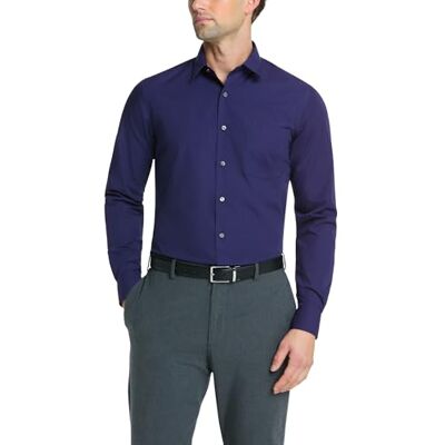 Van Heusen Herren, Enganliegend, Popeline, Einfarbig Klassisches Hemd, Persisches Blau, 39 cm Hals 81 cm-84 cm Ärmel Van Heusen Herren, Enganliegend, Popeline, Einfarbig Klassisches Hemd, Persisches Blau, 39 cm Hals 81 cm-84 cm Ärmel