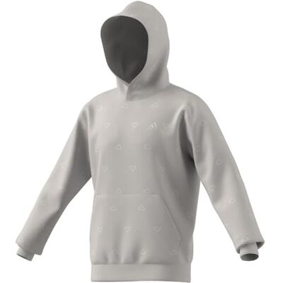Adidas Herren Seasonal Essentials Monogram Fleece Graphic Hoodie, Grey Two, L Adidas Herren Seasonal Essentials Monogram Fleece Graphic Hoodie, Grey Two, L