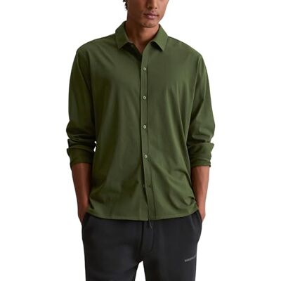 Marc O' Polo Marc OߴPolo Denim Herren Jerseyhemd aus Bio-Baumwolle mit Kentkragen, Grün (Swamp Green), S Marc O' Polo Marc OߴPolo Denim Herren Jerseyhemd aus Bio-Baumwolle mit Kentkragen, Grün (Swamp Green), S