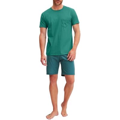 CALIDA Relax Imprint Kurz-Pyjama Herren, Schlafanzug aus 100% Baumwolle, pflegeleicht, elastisch & formstabil, in Single Jersey ivy Green 56 CALIDA Relax Imprint Kurz-Pyjama Herren, Schlafanzug aus 100% Baumwolle, pflegeleicht, elastisch & formstabil, in Single Jersey ivy Green 56