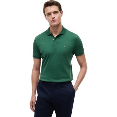 Tommy Hilfiger Herren Poloshirt Kurzarm Liquid Cotton mit Knopfleiste, Grün (Street Green), M Tommy Hilfiger Herren Poloshirt Kurzarm Liquid Cotton mit Knopfleiste, Grün (Street Green), M