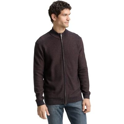 TOM TAILOR Herren1048711 Strickjacke mit Reißverschluss, 39197 Denim Blue Navy Stripe, S TOM TAILOR Herren1048711 Strickjacke mit Reißverschluss, 39197 Denim Blue Navy Stripe, S