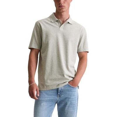 Marc O' Polo Denim Herren Kurzarm-Poloshirt aus Bio-Baumwolle Regular Fit, Grau (Light Gravel Melange), S Marc O' Polo Denim Herren Kurzarm-Poloshirt aus Bio-Baumwolle Regular Fit, Grau (Light Gravel Melange), S