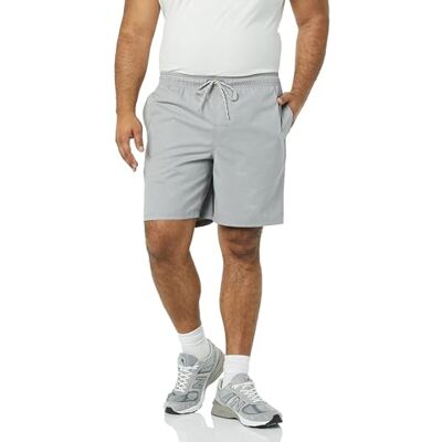 Amazon Herren Relaxed Fit 20cm Baumwollshorts mit Elastischem Bund und Kordelzug, Hellgrau, XS Amazon Herren Relaxed Fit 20cm Baumwollshorts mit Elastischem Bund und Kordelzug, Hellgrau, XS