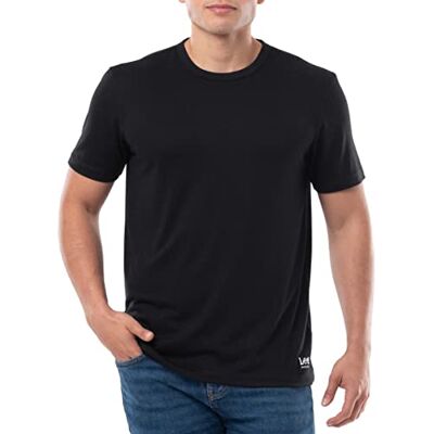 Lee Herren Schnell trocknendes kurzärmeliges T-Shirt, schwarz, Groß Lee Herren Schnell trocknendes kurzärmeliges T-Shirt, schwarz, Groß