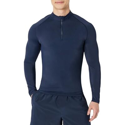 Amazon Herren Langärmliges Rashguard-Shirt mit Viertelreißverschluss, Marineblau, XL Amazon Herren Langärmliges Rashguard-Shirt mit Viertelreißverschluss, Marineblau, XL