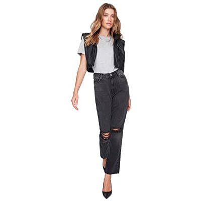 TRENDYOL Damen Herren Hoher Bund Bootcut & Flared Jeans, Schwarz, 38 EU TRENDYOL Damen Herren Hoher Bund Bootcut & Flared Jeans, Schwarz, 38 EU