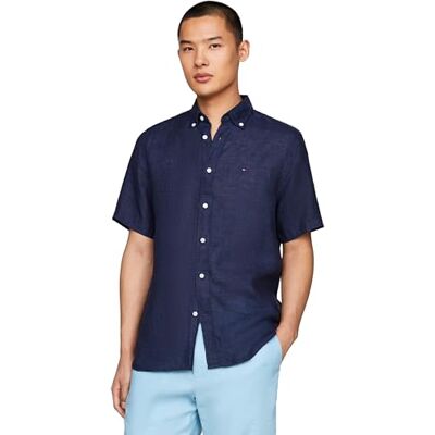 Tommy Hilfiger Herren Hemd Kurzarm, Blau (Carbon Navy), S Tommy Hilfiger Herren Hemd Kurzarm, Blau (Carbon Navy), S