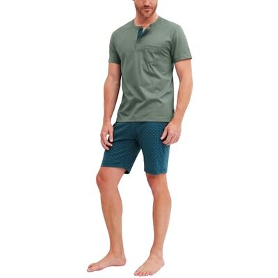 CALIDA Relax Imprint Kurz-Pyjama Herren, Schlafanzug aus 100% Baumwolle, pflegeleicht, elastisch & formstabil, in Single Jersey Laurel Green 58-60 CALIDA Relax Imprint Kurz-Pyjama Herren, Schlafanzug aus 100% Baumwolle, pflegeleicht, elastisch & formstabil, in Single Jersey Laurel Green 58-60