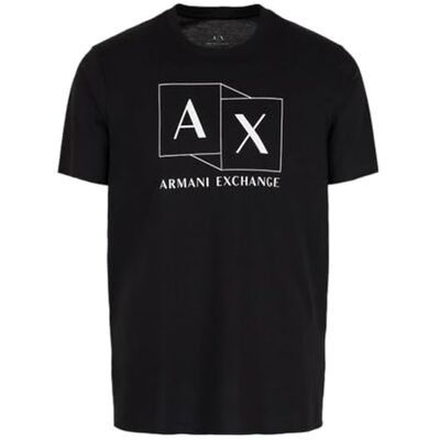 Armani Exchange Men's Slim Fit Mercerized Cotton Jersey AX Box Logo Tee, Black, XS Armani Exchange Men's Slim Fit Mercerized Cotton Jersey AX Box Logo Tee, Black, XS