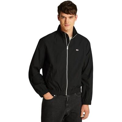 Tommy Jeans Herren Windbreaker Jacke Essential Stehkragen, Schwarz (Black), XXL Tommy Jeans Herren Windbreaker Jacke Essential Stehkragen, Schwarz (Black), XXL