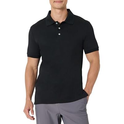 Amazon Herren Slim Fit: Interlock-Poloshirt, Schwarz, L Amazon Herren Slim Fit: Interlock-Poloshirt, Schwarz, L
