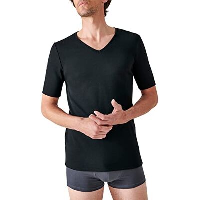 Damart Herren Kurzärmliges T-Shirt aus Thermolactyl-Interlock-Strick mit V-Ausschnitt Thermounterwäsche-Oberteil, Schwarz, XL Damart Herren Kurzärmliges T-Shirt aus Thermolactyl-Interlock-Strick mit V-Ausschnitt Thermounterwäsche-Oberteil, Schwarz, XL