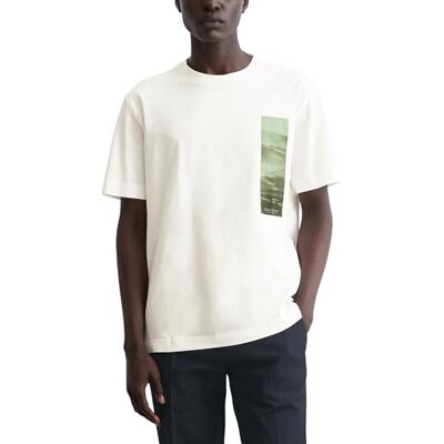 Marc O' Polo Herren T-Shirt aus Bio-Baumwolle Regular Fit, Cremefarben (Egg White), S Marc O' Polo Herren T-Shirt aus Bio-Baumwolle Regular Fit, Cremefarben (Egg White), S