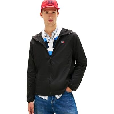 Tommy Jeans Herren Windbreaker Jacke Outdoor Shell mit Stretch-Bündchen, Schwarz (Black), M Tommy Jeans Herren Windbreaker Jacke Outdoor Shell mit Stretch-Bündchen, Schwarz (Black), M