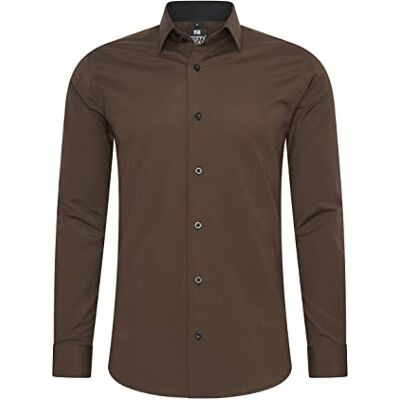 Rusty Neal Herren-Hemd Premium Slim Fit Langarm Stretch Grau Kentkragen Business-Hemd Freizeithemd M Rusty Neal Herren-Hemd Premium Slim Fit Langarm Stretch Grau Kentkragen Business-Hemd Freizeithemd M