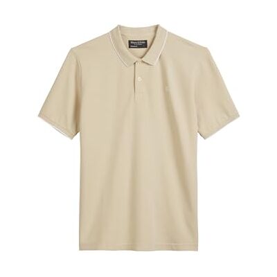 Marc O' Polo Herren Kurzarm-Poloshirt mit Stretch-Anteil Regular Fit, Beige (Pure Cashmere), S Marc O' Polo Herren Kurzarm-Poloshirt mit Stretch-Anteil Regular Fit, Beige (Pure Cashmere), S