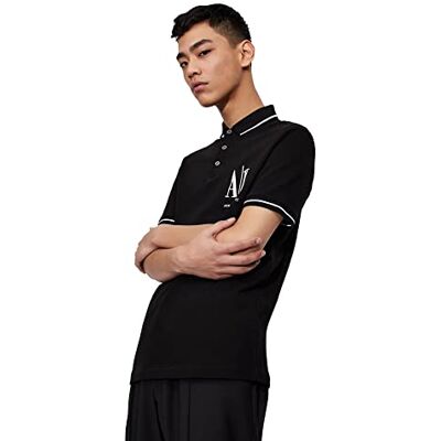 Armani Exchange Mens Maxi Embroidered Logo, Regular Fit Polohemd, Black, Extra Small Armani Exchange Mens Maxi Embroidered Logo, Regular Fit Polohemd, Black, Extra Small