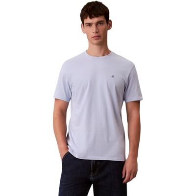 Calvin Herren T-Shirt Kurzarm Classic Monogram Tee mit Rundhalsausschnitt, Blau (Casual Blue), L Calvin Herren T-Shirt Kurzarm Classic Monogram Tee mit Rundhalsausschnitt, Blau (Casual Blue), L