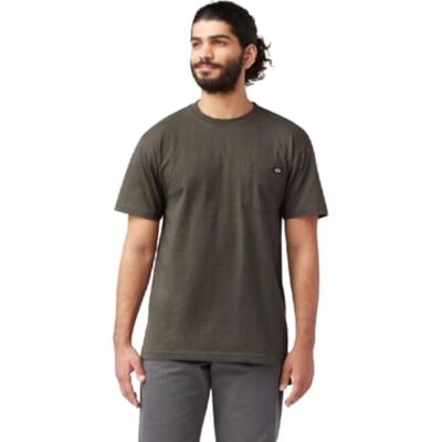 Dickies Herren Kurzärmeliges, Schweres Rundhalsausschnitt und Tasche T-Shirt, Black Olive, Klein Dickies Herren Kurzärmeliges, Schweres Rundhalsausschnitt und Tasche T-Shirt, Black Olive, Klein
