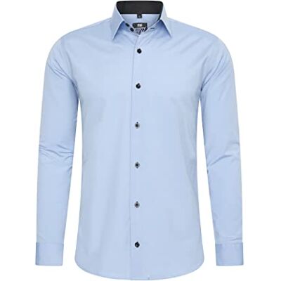 Rusty Neal Herren-Hemd Premium Slim Fit Langarm Stretch Grau Kentkragen Business-Hemd Freizeithemd M Rusty Neal Herren-Hemd Premium Slim Fit Langarm Stretch Grau Kentkragen Business-Hemd Freizeithemd M
