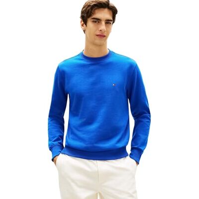 Tommy Hilfiger Herren Sweatshirt Essential Terry Crewneck mit Rundhalsausschnitt, Blau (Regal Blue), XS Tommy Hilfiger Herren Sweatshirt Essential Terry Crewneck mit Rundhalsausschnitt, Blau (Regal Blue), XS