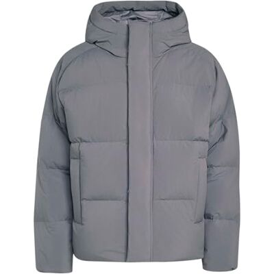 Adidas Herren Helionic Down Puffer Hooded Coat, grey five, L Adidas Herren Helionic Down Puffer Hooded Coat, grey five, L