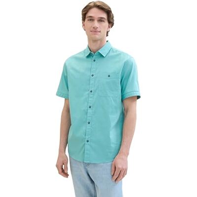 TOM TAILOR Herren Basic Oxford Hemd in Washed Optik, Meadow Teal, M TOM TAILOR Herren Basic Oxford Hemd in Washed Optik, Meadow Teal, M