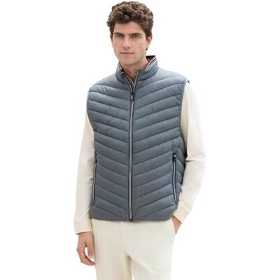 TOM TAILOR Herren Lightweight Steppweste mit Stehkragen,28128 stormy teal, M TOM TAILOR Herren Lightweight Steppweste mit Stehkragen,28128 stormy teal, M